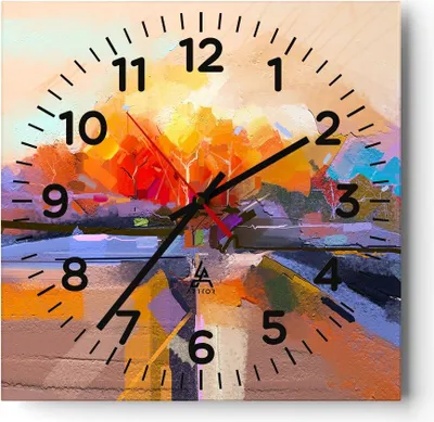 Produktbild von Wanduhr - Quadrat - Glasuhr - Abstraktion modern - 30x30cm - Schleichendes Uhrwerk - Lautlos - zum Aufhängen bereit - Dekoration Modern - Wanddekoration aus Glas - C4AC30x30-4097