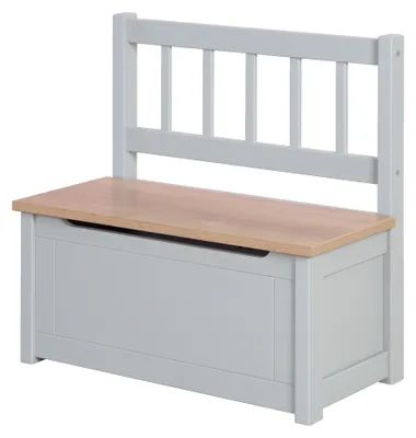 Produktbild von roba Kindertruhenbank 'Woody' - Spielzeugtruhe in Holz natur & Taupe lackiert - Kinderbank mit Deckelbremse & beschichteter Oberfläche