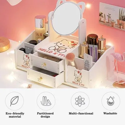 Produktbild von Multifunktioneller Schminktisch mit Ladefach, weiß, Desktop, Schminktisch mit Spiegel, für Schlafzimmer/Badezimmer/Commode