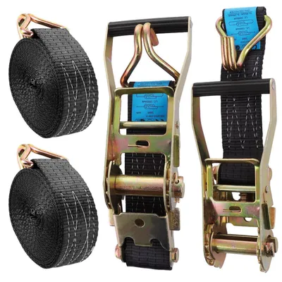 Produktbild von Spanngurte mit Ratsche und Haken 2 Sätze 6m x 50mm Schwarz für Anhänger PKW