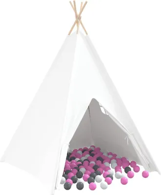 Produktbild von vidaXL Teepee Zelt Weiß 120 x 120 x 150 cm Stoff und Plastik