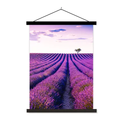 Produktbild von MuchoWow® Textilposter Lavendel - Bäume - Lila - Blumen 120x160 cm mit schwarzem Rahmen - Magnetischer