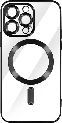 Produktbild von Avizar, MagSafe Silikonhülle mit Kameraschutz und Chromumrandung für Apple iPhone 14 Pro, Schwarz