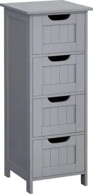 Produktbild von VASAGLE Badezimmerschrank, Badschrank, Beistellschrank mit 4 Schubladen, 30 x 30 x 82 cm, für Badezimmer, Wohnzimmer, Esszimmer, Küche, modern