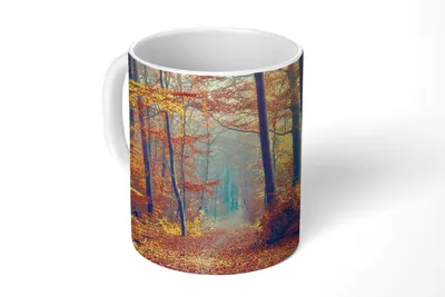 Produktbild von KitchenYeah® Tasse Kaffeetasse Kaffeebecher 350 ml Wald - Herbst - Laub Teetasse - Fototasse - Becher - Keramikbecher - Teebecher - Kaffeetasse - Bürotasse