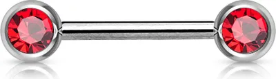 Produktbild von viva-adorno Nippel Barbell Piercing Stab Brustpiercing Chirurgenstahl Doppel Front Kristall Kugeln verschiedene Farben Z283, rot