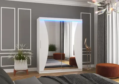 Obrázek produktu pro Skříň se zrcadlem a LED osvětlením 180 cm ZADLIA - bílá