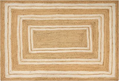 Produktbild von BELIANI Teppich Beige Jute Rechteckig 160 x 230 cm Kurzflor mit Geometrischem Muster Handgewebt Geflochten Boho für Fußbodenheizung Wohnzimmer Esszimmer