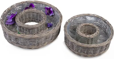 Produktbild von Runde Pflanz-Schalen für außen Pflanz-Ringe grau 30, 38 cm