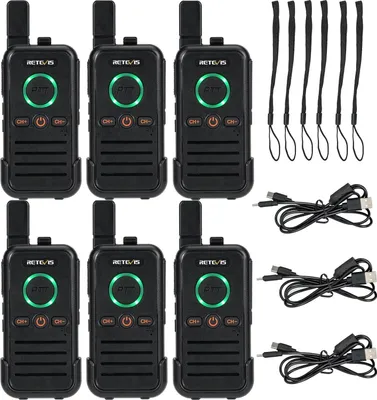 Immagine prodotto di Retevis RB645 Walkie Talkie, radio PMR446 a doppio PTT, professionale, VOX, ricaricabile USB C per ristoranti, hotel (6 pezzi, nero)