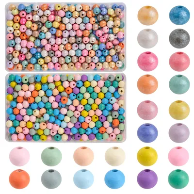 560 bunte Holzkugeln, 10 mm, matt, für Armbänder & Basteln