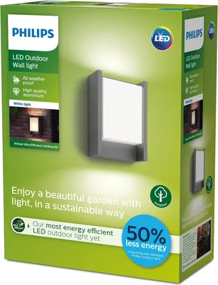 Produktbild von Philips Arbour Wandleuchte, 3,8 W, Wandbeleuchtung für den Außenbereich, Anthrazit, Metall, IP44, Terrasse, Garten, II