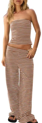 Produktbild von Panadila Gestreiftes zweiteiliges Damen-Set, Sommer-Lounge-Outfits, Matrosen-Top