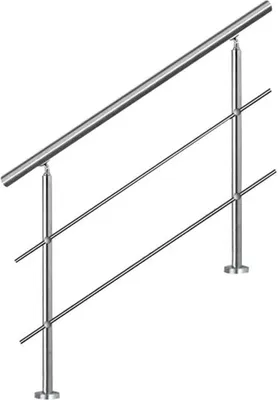 Obrázok produktu pre NAIZY Nerezové zábradlie s 2 stĺpikmi na zábradlie schodov na balkón (150 cm, 2 priečne vzpery)