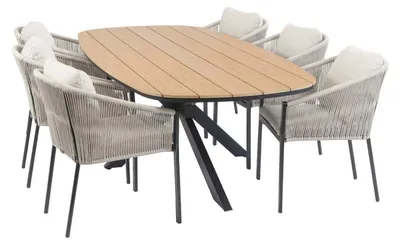Produktbild von 7-teiliges Garten-Set | 6 Elvira Gartenstühle | Gartentisch Cadiz 240 x 115 cm | Schwarz