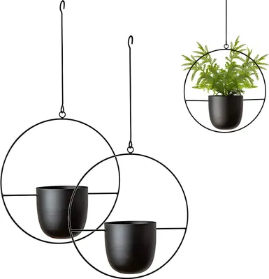 Produktbild von Metallene Wandvase Schwarz Rund für Vetplanten Wanddekoration