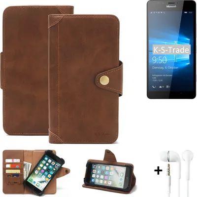 Produktbild von K-S-Trade Handy Hülle kompatibel mit Microsoft Lumia 950 Schutzhülle Walletcase Bookstyle Tasche Handyhülle Schutz Case Handytasche Wallet Flipcase