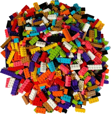 A pile of colorful building blocks.