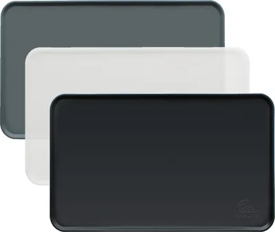 Three rectangular mats are stacked on top of each other, with the bottom mat being the largest and most prominent.