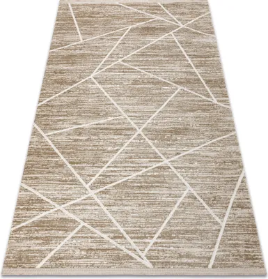 Produktbild von Moderner Teppich DUKE 51557 beige / creme - Geometrisch, strukturiert, sehr weich, Fransen beige 280x370 cm