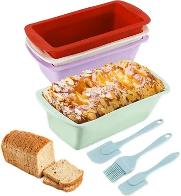 Produktbild von Silikon-Backformen 4-teilig antihaft für Brot und Mikrowelle