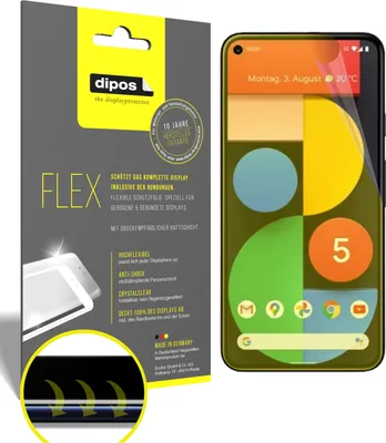 A product packaging for a screen protector is shown next to a smartphone displaying its screen.
