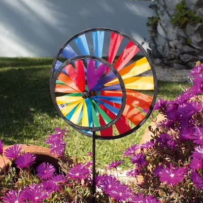 Produktbild von CIM Windspiel - Magic Wheel Twin Double - Durchmesser Ø16cm / Ø25cm - UV-beständig und Wetterfest - Vielseitige Haus und Gartendekoration