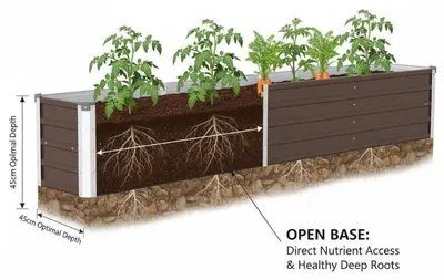 Produktbild von Garten Hochbeet - Metall Pflanzkasten aus verzinktem Stahl 320x40x45 cm - Rechteckig - Braun