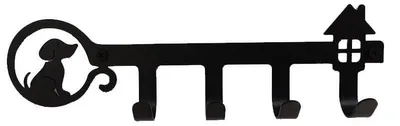 Schlüsselhalter aus Eisen, 25,4 cm, 4 Haken, Hundemotiv