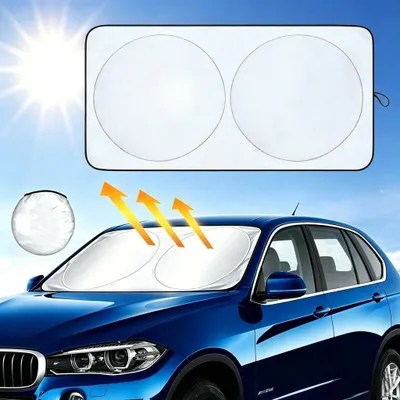 Produktbild von Sonnenschutz Auto Frontscheibe, Faltbar Sonnenschirm, UV-Schutz Auto Sonnenblende für die Windschutzscheibe, für Kompakt Fahrzeuge, 160×86 cm