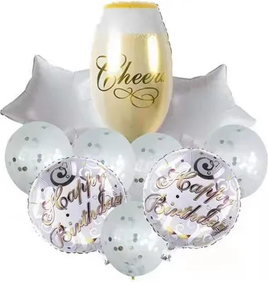 Produktbild von Geburtstag Folienballons Set Cheers 10 Stk.