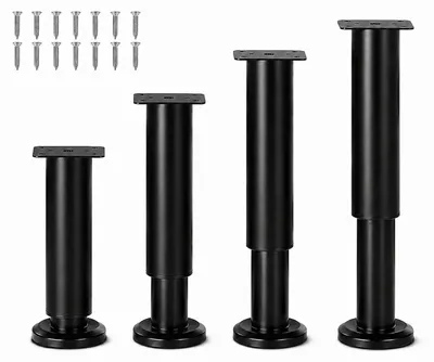 Immagine prodotto di TRANKIELO® - Set di 4 piedini regolabili per mobili - Altezza 120-180 mm - Adatti per mobili - Acciaio nero