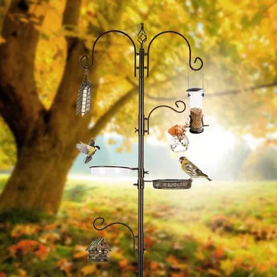 Produktbild von Famanu Vogelstation Multifunktional - Vogel-Futterstation mit 6 Haken und 6 Futterspendern