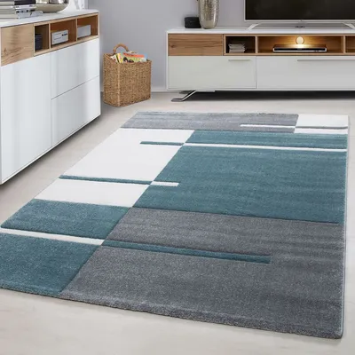Zdjęcie produktu dla Ayyildiz | Dywan nowoczesny Hawaii 3D - 200 cm x 290 cm - Szaro-kremowo-turkusowy - Geometryczny wzór