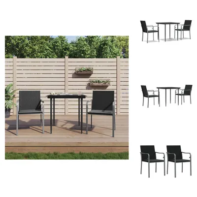 Produktbild von vidaXL 3-tlg. Garten-Essgruppe mit Kissen Poly Rattan und Stahl -  Gartenmöbel-Sets