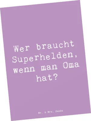 Produktbild von Mr. & Mrs. Panda Grußkarte Spruch Oma Heldin - Lavendeltraum - Geschenk, Omi, bildkarte, Postkarten, persönliche Erinnerungen, Kunstkarten, herzerwärmende Sprüche