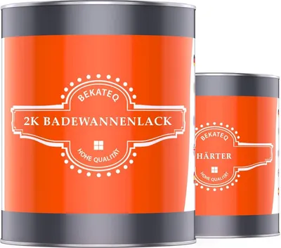 Produktbild von BEKATEQ Badewannenlack 1kg in Weiss, Badewannenbeschichtung glänzend, 2K PolyurethanBadewannenfarbe - für Acryl, Emaille, GFK, Waschbecken, Duschtasse, Duschwanne, Wand- und Bodenfliesen Lack LS-410