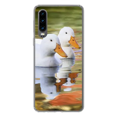 Produktbild von MuchoWow® Handyhülle Schutzhülle Hülle für Huawei P30 Enten - Wasser - Spiegelung - Familie Silikon Softcase Handy Hülle - Kartenbesitzer