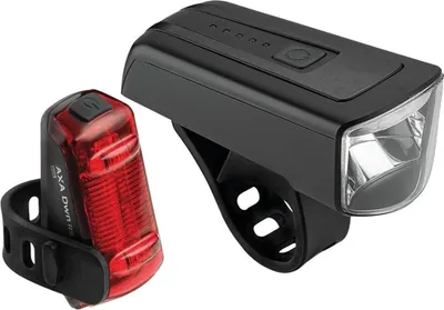 Image de Kit d'éclairage LED rechargeable AXA Dwn 100 Feux avant et arrière Dwn, USB