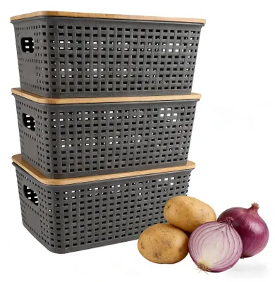 Vorratsdosen-Set, 3er, stapelbar, belüftet, mit Deckel
