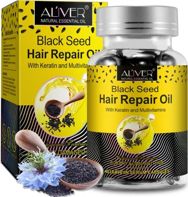 Produktbild von Schwarzkümmelöl Haaröl Haarwachstum Kopfhaut Haarpflege in Kapseln Bio Vegan, 1x 40 Kapseln