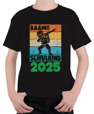 Produktbild von BÄÄM Schulkind 2025 Personalisiert Wunschjahr Personalisierbar Jahr Einschulung Erstklässler Schulkind Schulanfänger Uni Kinder T-Shirt, Schwarz, 128