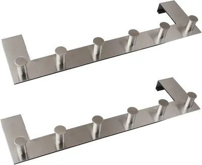 Produktbild von Türgarderobe Hakenleiste 6 Kleiderhaken rostfrei Garderobenhaken Wandhaken 6 Haken (2 Stück)