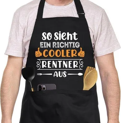 Produktbild von Küchenschürze verstellbar mit Taschen - Lustiges Baumwoll-Barbecueschürze