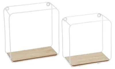 Produktbild von Set mit 2 Wandregalen aus Metall und MDF in Weiß