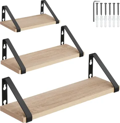 Produktbild von tectake® 3er Set Wandregal Cowell Höhe 12 cm