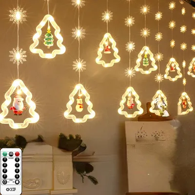 Obrázek produktu pro Vánoční osvětlení, 10 světelných řetězů s 120 LED diodami pro vnitřní použití, napájené bateriemi, délka 3 metry, vodotěsné řetězy vhodné pro okna, ložnice, oslavy a závěsy.