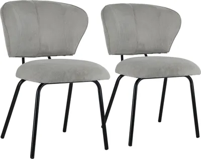 Image de Lot de 2 chaises en velours côtelé gris clair NILSA