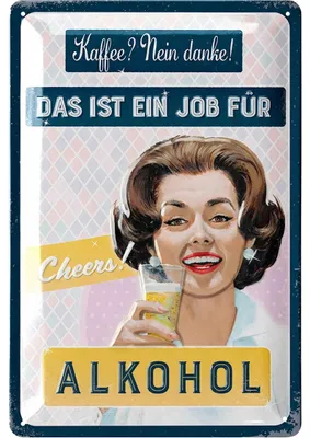 Produktbild von Retro Blechschild Sekt - Prosecco Schild Spruch lustig als Geschenk für Frauen - vintage Küche Deko, Wanddeko Bar, Partykeller