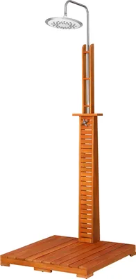 Produktbild von CASARIA® Gartendusche FSC®-zertifiziertes Eukalyptusholz 224cm Seifenablage mit Bodenplatte Großer Duschkopf Gartenschlauch Anschluss Holz Garten Pool Camping Dusche